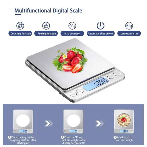 Upgraded USB Charging Small Kitchen Scale, 3kg/0.1g Mini Food Electronic Scale, High Accuracy, Pocket Scale with LCD Display