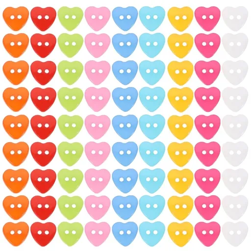 100 Pcs DIY Materials Crafts Assorted Small Buttons Novelty Heart Shaped Multicolor