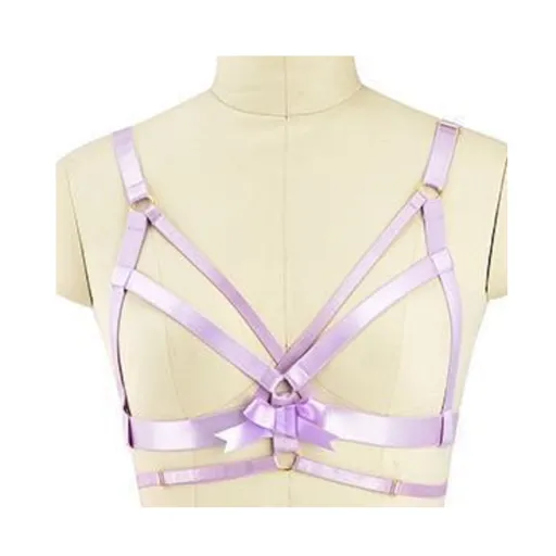House Of Dasein Satin Body Harness For Women Fetish Clothing - Pink - 1 Ribbon Upper