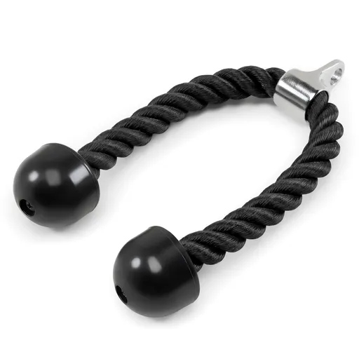 Heavy-Duty Dual-Handle Triceps Rope for Cable Machine – Braided Nylon Fitness Attachment with Rubber Ends (Black)
