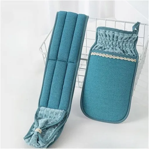 Two-Piece Bath Towel Set – Deep Cleansing Back Towel – Scrub Washcloth for Shower – Suitable for Men and Women (Blue)