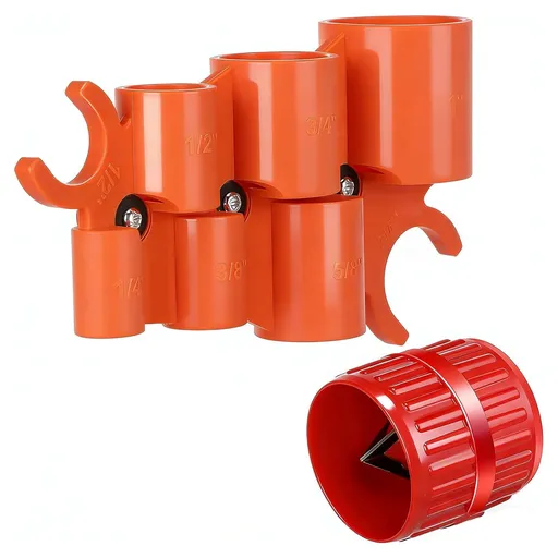 1/4'' - 1'' Depth Gauge and Pipe Deburring Tool Kit, 1/8'' to 1-5/8'' Inner Outer Reamer Pipe Tubing Chamfer Tool for PVC PPR Brass CPVC PE-RT Aluminum