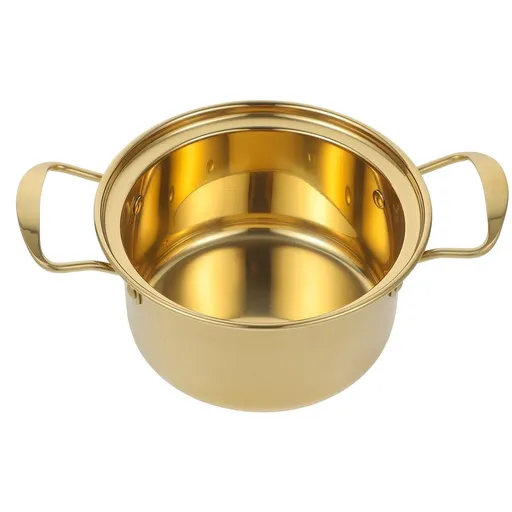 Stainless Steel Saucepan Pot for Cooking Soup and Sauces 16.80X13.50X8.50cm Golden Finish Kitchen Cookware