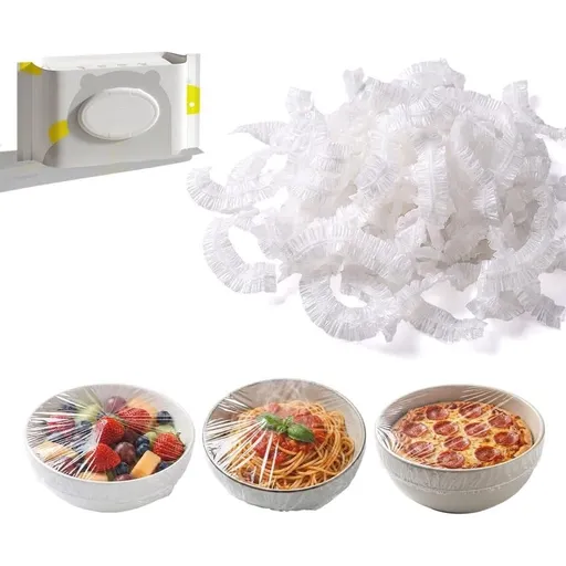 Disposable Stretch Food Covers For Bowls & Plates Clear Pe Wrap | Reusable Elastic for Containers Kitchen Storage for Leftovers Bread Proofing Fruits Vegetables Picnics and Parties