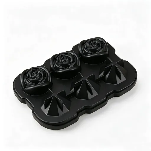 Ice Cube Tray, Rose Ice Cube Trays With Covers,3 Cavity Silicone Rose Ice Tray & 3 Diamond Ice Ball Maker, Easy Release Large Ice