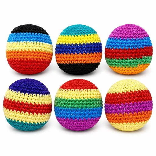 6/12/24 PCS Hand-Made Knitted Footbag Sack with Assorted Colors, Outdoor Games for Adults Beginners