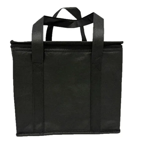 Medium Insulated Cooler Bag and Food Warmer for Delivery & Grocery Shopping with Zippered Top, Black (1 Pack)