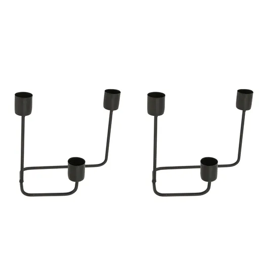 2 Pcs 3 Arm Candle Holder Black Simple Modern Candlestick Holder Decorative Candelabra for Wedding Party