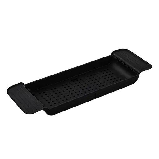 Bathtub Tray Stable Placement Expandable Plastic Material Draining Design Bath Caddy Tub Table for Bathroom Black