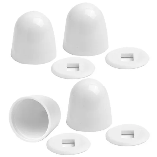 4 Packs White Toilet Bolt Caps Toilet Seat Floor Bolts Caps Universal Floor Bolts Snap On Caps with Washers for Easy installation