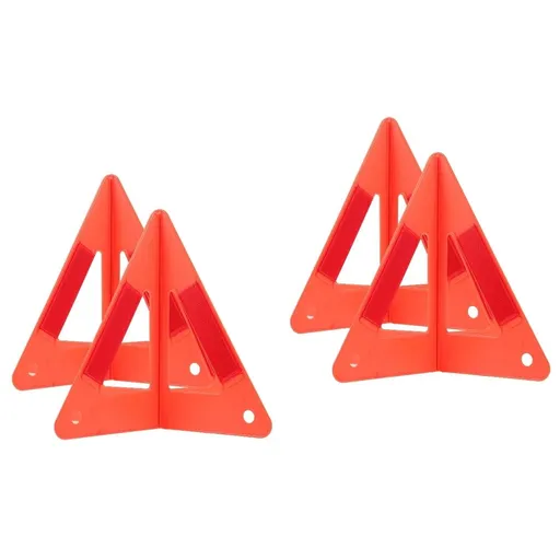 Roadside Car Warning Tool Durable Red Plastic Reflective Sign 4Sets