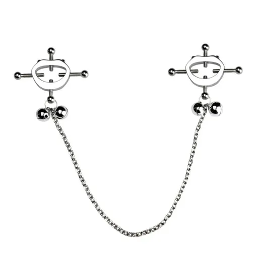 House Of Dasein Breast Clip Leather Belt Bondage Stainless Steel Nipple Clamp With Chains - Style Qk-C8002