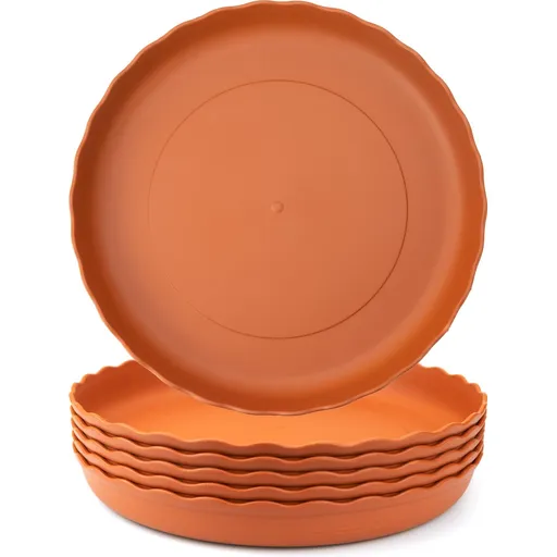 6 Pack of Plastic Round Wave Plant Saucer, Compatible with Terracotta Pots, Durable Heavy Duty Flower Plant Pot Drip Tray