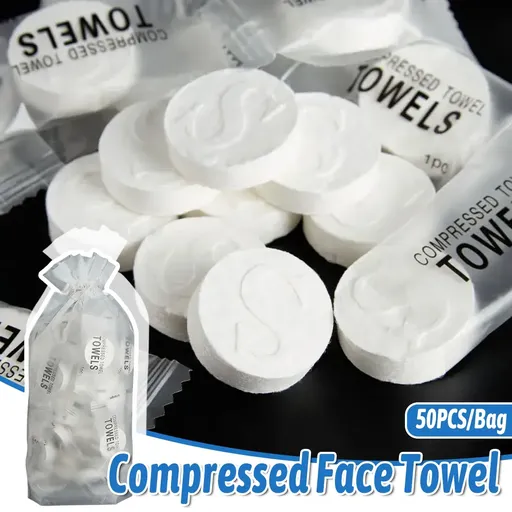 Compressed Face Towel 50pcs Portable Travel Wipes Coin Tissue Skincare Cleaning