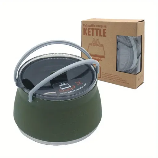 33oz Ultra-Light Foldable Camping Kettle, Food-Grade Silicone + 304 Stainless Steel, 1000ML Weighs Only 267g, Portable Anti-Scald, Versatile for Boiling & Cooking, Perfect for Camping Hiking Road Trips!(Dark green)