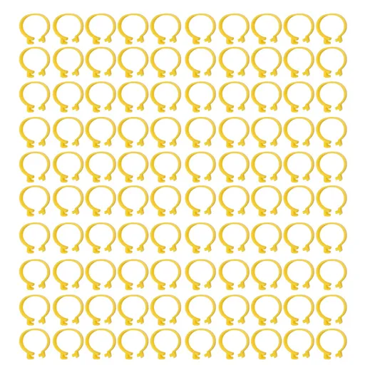 100PCS Chicken Ankle Rings Reusable Plastic Duck Leg Bands Clips For Breeding Chickens Ducks Geese Yellow 16mm/0.63in