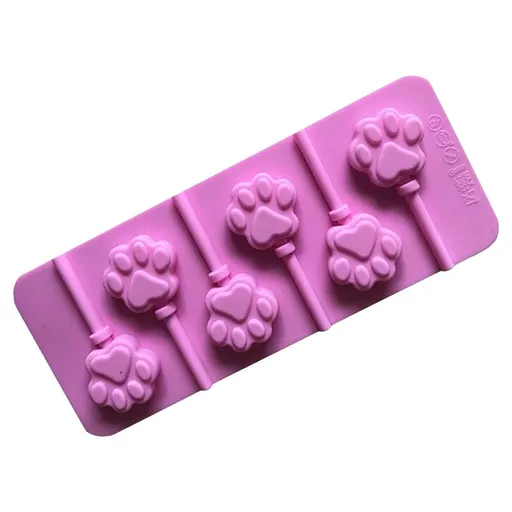 6-Cavity Paw Lollipop Molds, Silicone Paw Mold, Chocolate Hard Candy Jelly Fondant Mold, Cat Dog Pet Print Ice Cream Making Cupcake Topper Decoration