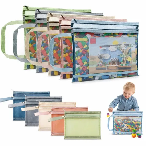 10 Pcs Mesh Zipper Storage Bags with Double Compartment and Handle for Toys and Documents, A4
