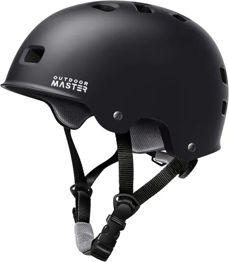 OutdoorMaster Skateboard Cycling Helmet - Two Removable Liners Ventilation Multi-Sport Scooter Roller Skate Inline Skating Rollerblading for Adults-Black-Small