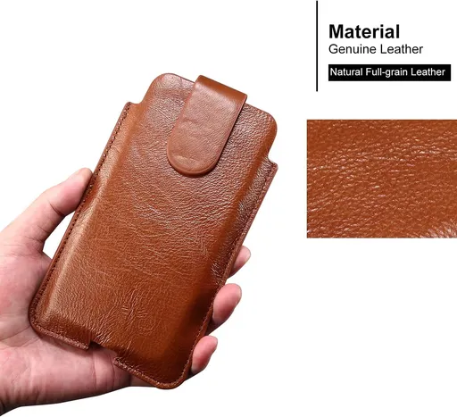Genuine Leather Cell Phone Belt Holster ,Belt Cases ,【Magnetic Closure】Universal waist bag magnetic buckle protective cover
