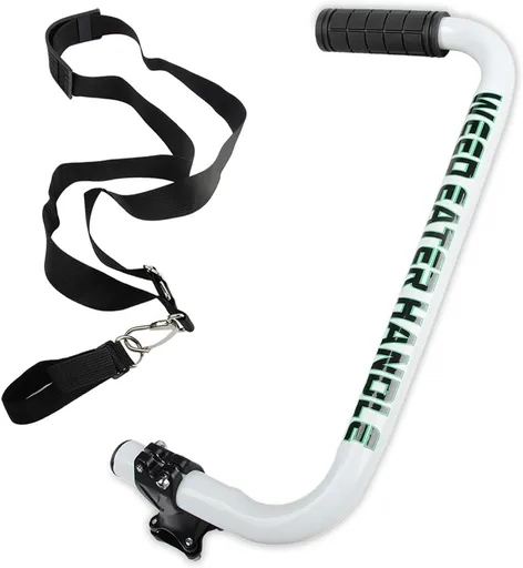 Ergonomic Weed Eater Handle Extension with Adjustable Angle and Shoulder Strap, Durable Aluminum Alloy Grip for Lawn Trimmer (White)