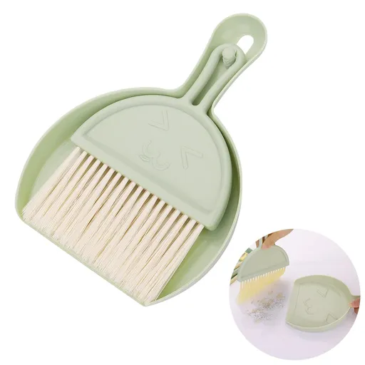 Set Hand Dustpan Portable Table Top Brush Table Crumb Sweeper Broom with Soft Bristles for Desk, Home, Kitchen Necessities(Blue)