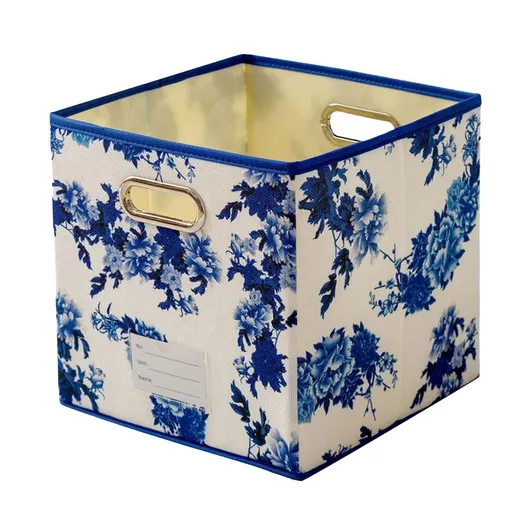 Foldable Storage Cube Bin for Closet Organization, Fabric Toy Chest with Sturdy Handles for Bedroom Living Room, Collapsible Container for Blankets Toys Books (Blue)