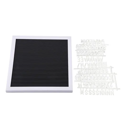 25cm*25cm Message Plastic Letter Board Sign Changeable Letters Numbers Room Decor (White Frame)