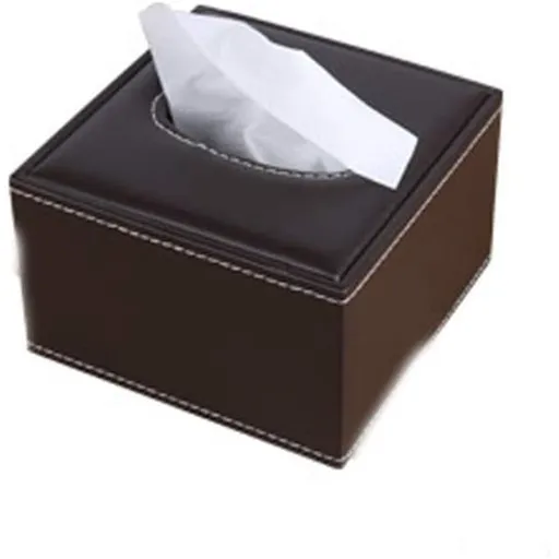 PU Leather Tissue Box Cover Square, Napkin Holder Pumping Paper Case Dispenser,Facial Tissue Holder with Magnetic Bottom for Home Office Car Hotel Restaurant (brown)
