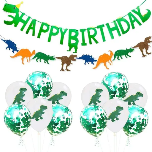 Dinosaur Themed Happy Birthday Banner Party Decorations,Jurassic World Supplies Set for Kids Parties and Baby Shower Dino Colorful Felt Latex Balloons Photo Pro