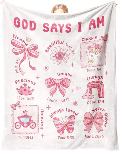 Baptism Gifts for Girl Christening, Christian Gifts for Girls, Flannel Soft Girl Blanket Decor, Christian Gift for Women on Birthday Christmas, Bible Verse Scripture Prayer Blanket