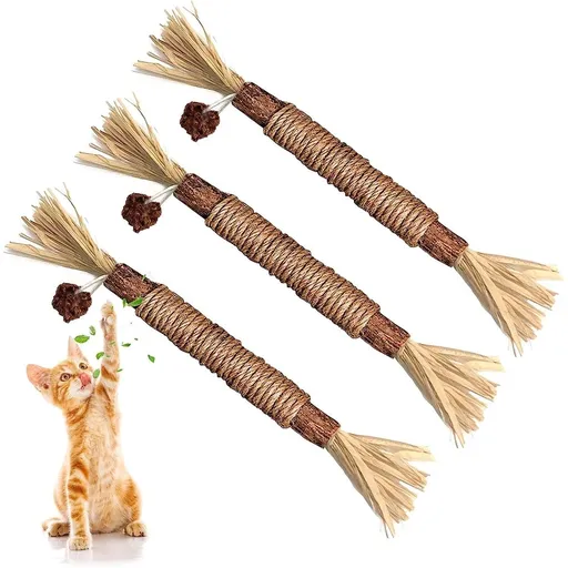 5PCS Natural Silvervine Stick Cat Chew Toy, 8.66 In Silvervine Sticks for Cats & Matatabi Silvervine Cat Toys for Indoor Cats, Natural Cat Chew Toys