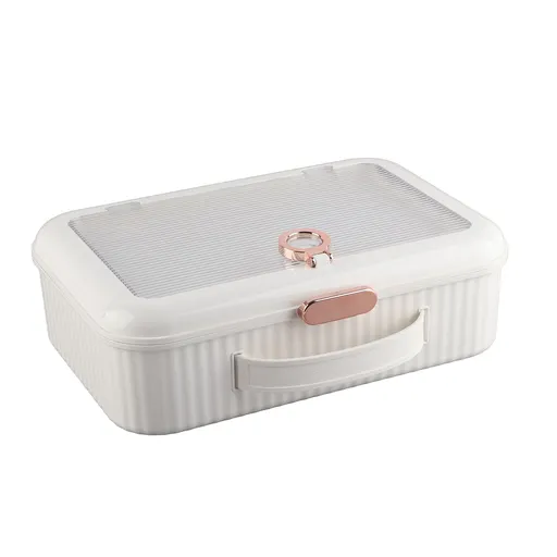 Multifunctional Document Storage Box Large Capacity Two Layer Liner Home Certificate Organizer White