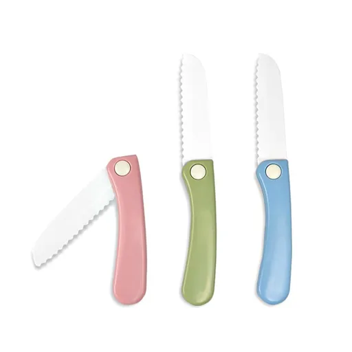 7" Foldable Plastic Set for Kids or Adults, Portable and Ideal for Travel Camping Picnic, Safe Nylon Knives for Kids Toddler