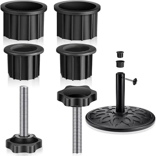6Pcs Umbrella Stand Base Replacement Parts, Umbrella Base Accessories Plastic Umbrella Accessories with M8 Thread Plastic Hand Knob Screws Accessories for Outside Patio Garden, Black