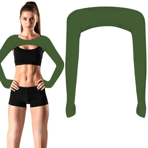 Breathable Quick-Dry Arm Warmers with Shoulder Protection and Thumb Holes, Green