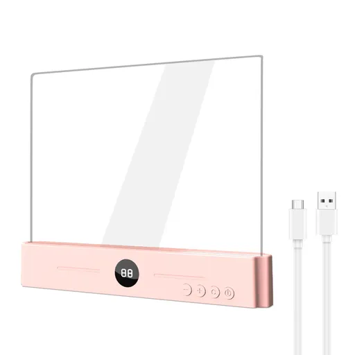 Pink LED Flat Panel Reading Light with 99m Timer 3 Color Modes Stepless Dimming Rechargeable Eye Protection Book Light for Bedside Dormitory Local Standard