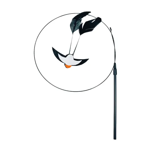 Pet Chew Toys ! Teasing Stick Replaces the Head Swallow Model Retractable Teasing Artifact with Bell Interactive Toy Black