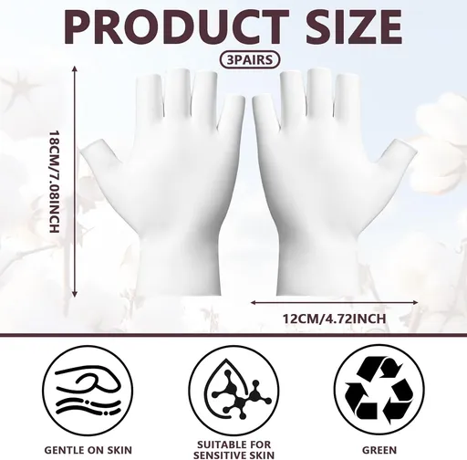 3 Pairs White Cotton Gloves - Fingerless Moisturizing Gloves - Eczema White Gloves for Dry Hands - Soft Sleep Glove for Eczema and Moisturizing Overnight - One Size Fits Most