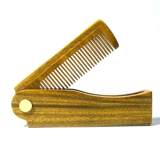 3PCS Folding Sandalwood Wooden Comb For Mens Hair,Beard,Mustache Styling Comb,Anti-Static Pocket Sandal Wood Comb for Every Day