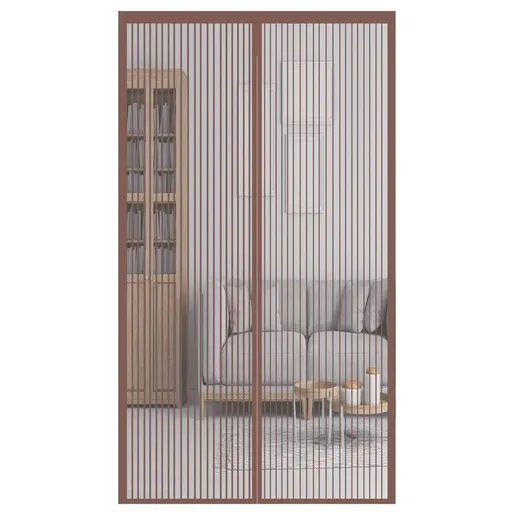 Magnetic Door Screens - 100x210 cm Self-closing - High-Density Insect Screen - No Drilling Required - Brown