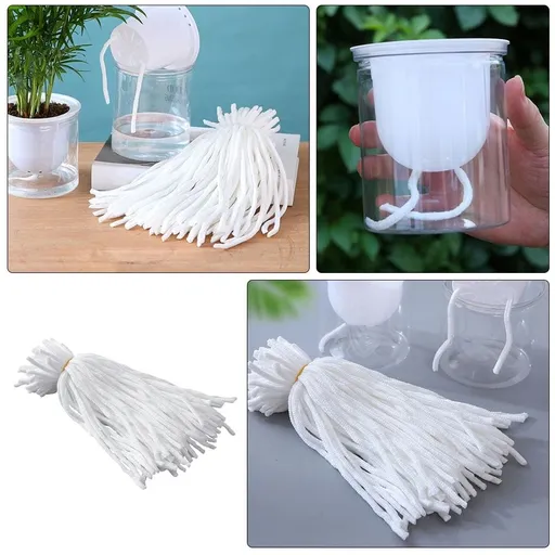 200 Pieces White Cotton Wicking Rope for Hydroponic Gardening, Indoor Plant Care, and Plant Watering Systems
