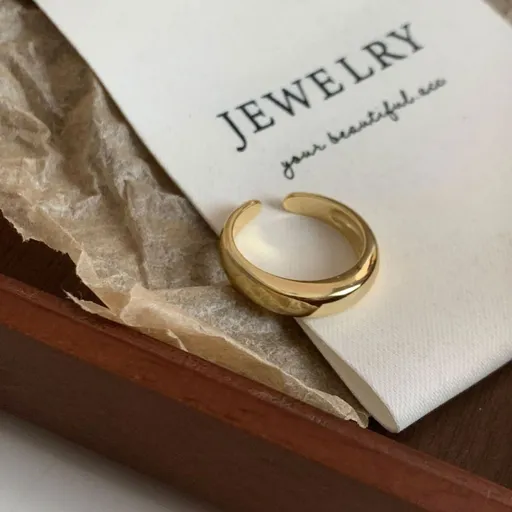 JZ0959 Cool Metallic Style | Vintage Gold Tone Cool Ring | Christmas Edgy Street Gift | Tarnish Resistant Adjustable Warm Metallic Women's Personality Ring