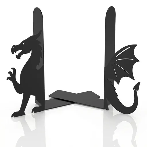 2Pcs Dragon Metal Bookends with Premium Metal Craftsmanship for Shelves Decorative Book Stoppers Desk Bookshelf Decor for Home Office