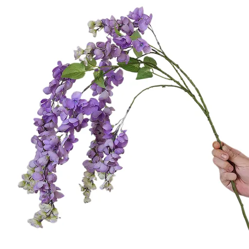 3 Pcs Artificial Wisteria Flowers Branches Fake 39 Inch Long Stems Silk Wisteria Flowers String for Home Balcony Purple