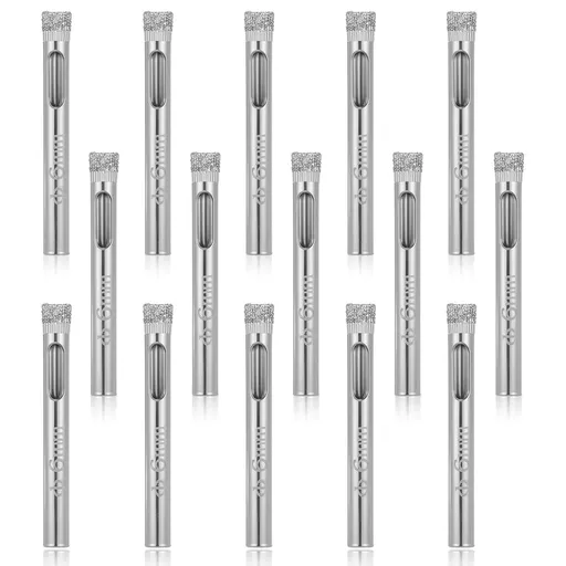 1/4" Diamond Hole Saw Drill Bits, 15PCS Glass Tile Holes Saw 1.1 inch Cutting Depth Glass Hole Saws Tile Holes Saws for Ceramic Marble Porcelain Tiles Granite Quartz