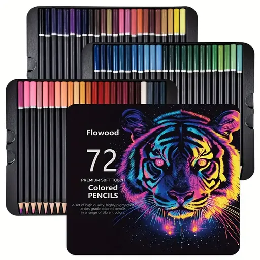 Flowood 72-Color Premium Soft Touch Colored Pencils Tin Set — Pre-Sharpened, Highly Pigmented Soft Core, Multi-Tier Portable Storage. The Top Choice for Professional Drawing, Stress Relief & Gifting.