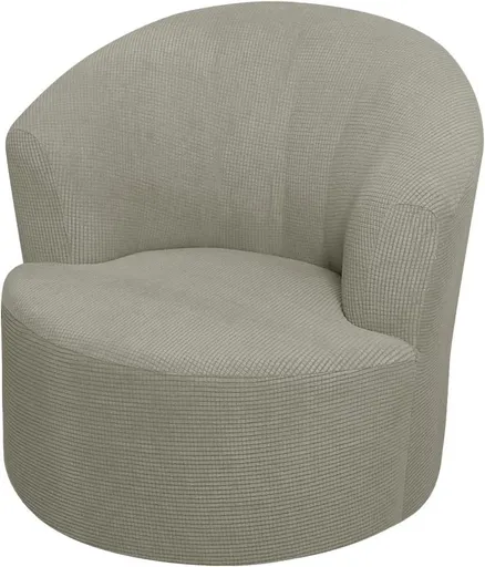 1 Pack Swivel Barrel Chair Slipcover Stretch Soft Washable Furniture Protector for Round Club Accent Chairs Living Room Light Gray, Brown