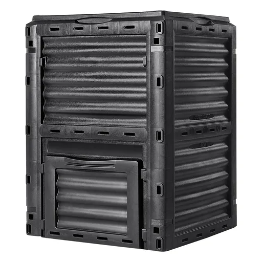 Garden Compost Bin 300 L, BPA Free Composter, Large Capacity Outdoor Composting Bin with Top Lid and Bottom Door, Easy Assembling, Lightweight, Fast Creation of Fertile Soil