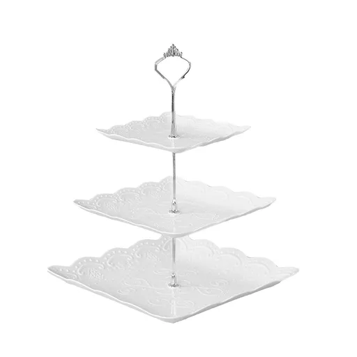 Cake Stand ! Three-Tier Cake Stand, Three-Tier Fruit Plate, Afternoon Tea Plate H, Cake Stand Fruit Dried Stand Dessert Stand Dessert Fruit Stand Set Plastic Housekeeping & Organizers Z2-H